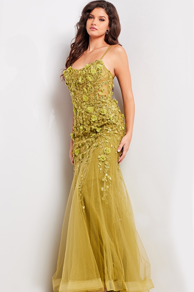 Olive Beaded Long Prom Dress JVN38480